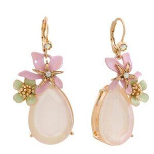 Betsey Johnson Tropical Flower Teardrop and Starfish Earrings Pink NWT